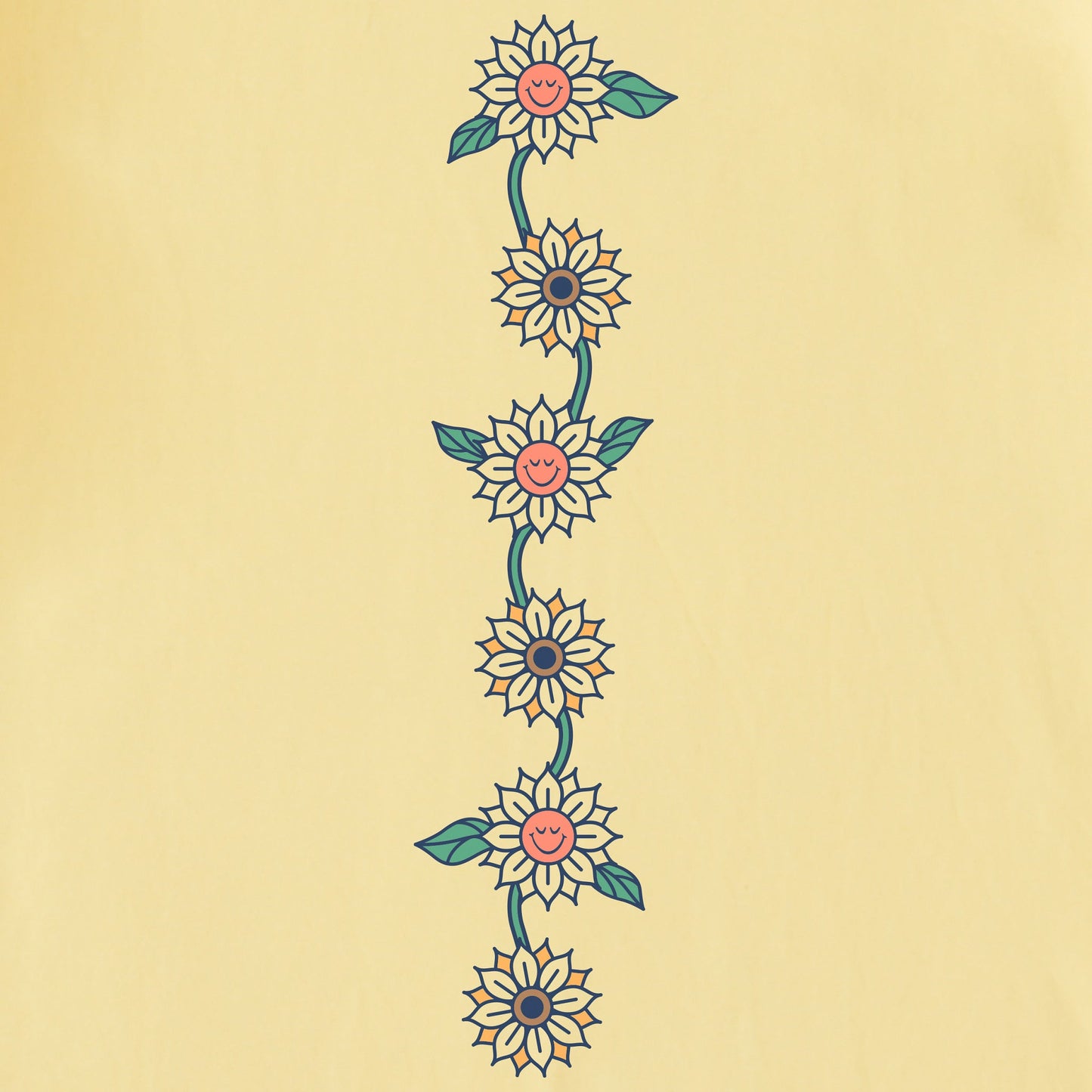 Women's Smile Sunflowers Long Sleeve Crusher Boxy Tee