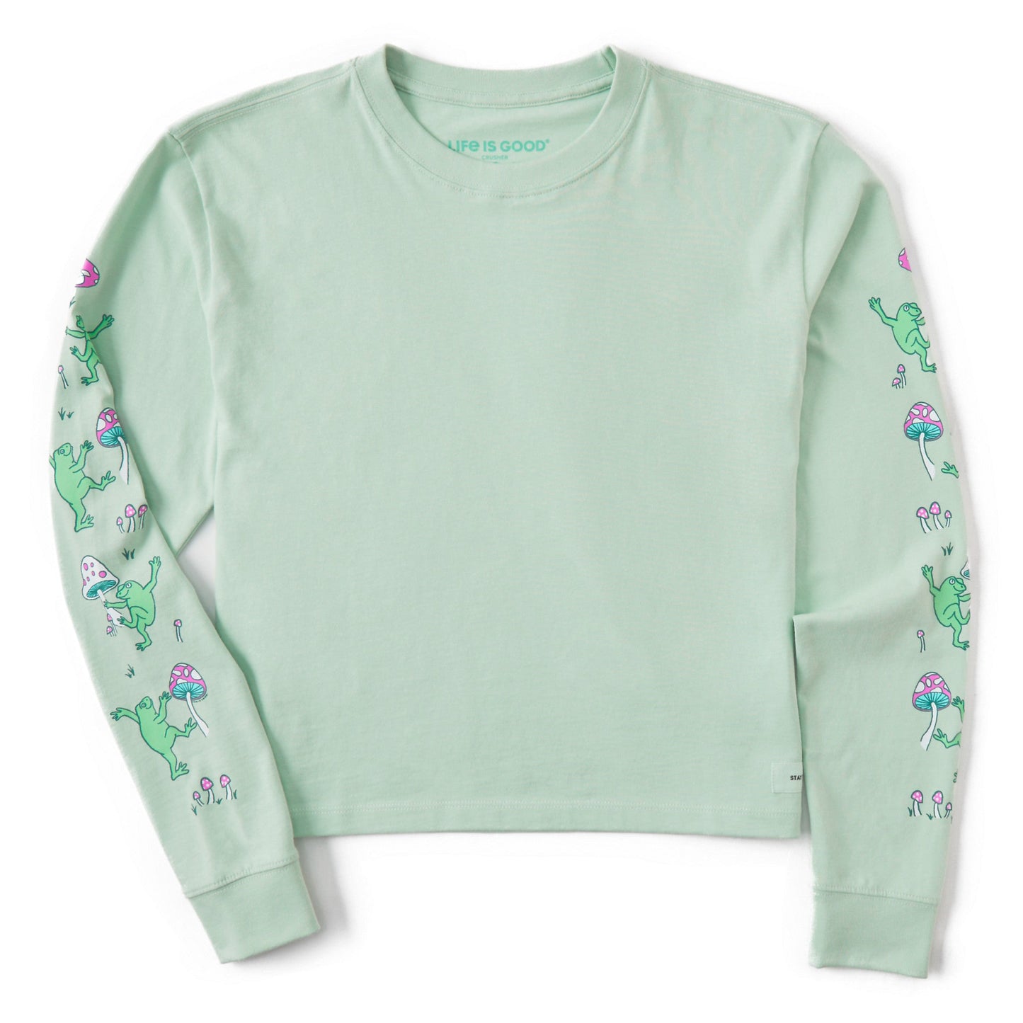 Women's Dancing Frogs and Mushrooms Long Sleeve Crusher Boxy Tee