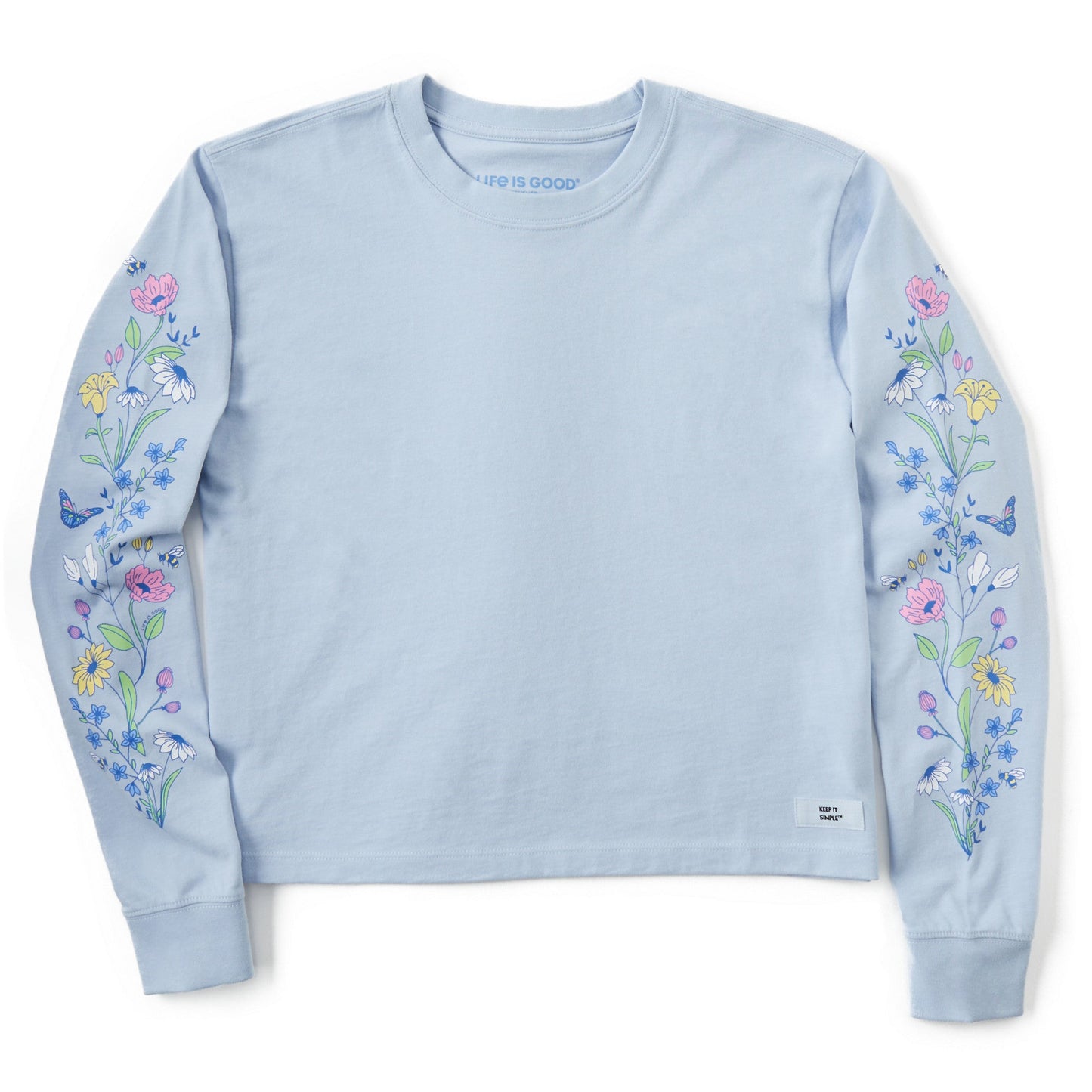 Women's Wildflowers and Bees Long Sleeve Crusher Boxy Tee