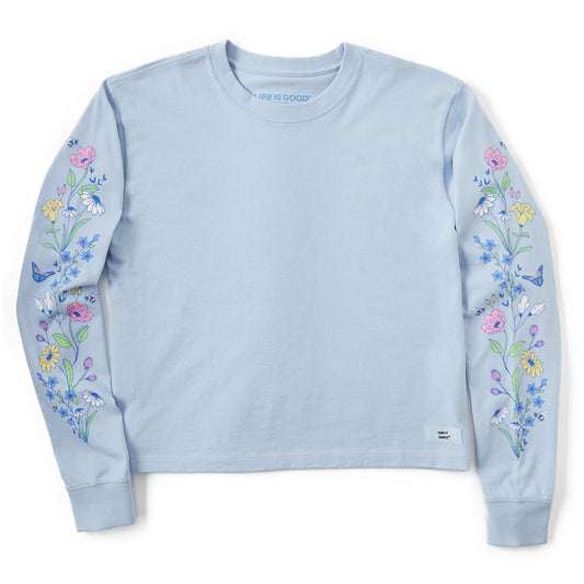 Women's Wildflowers and Bees Long Sleeve Crusher Boxy Tee