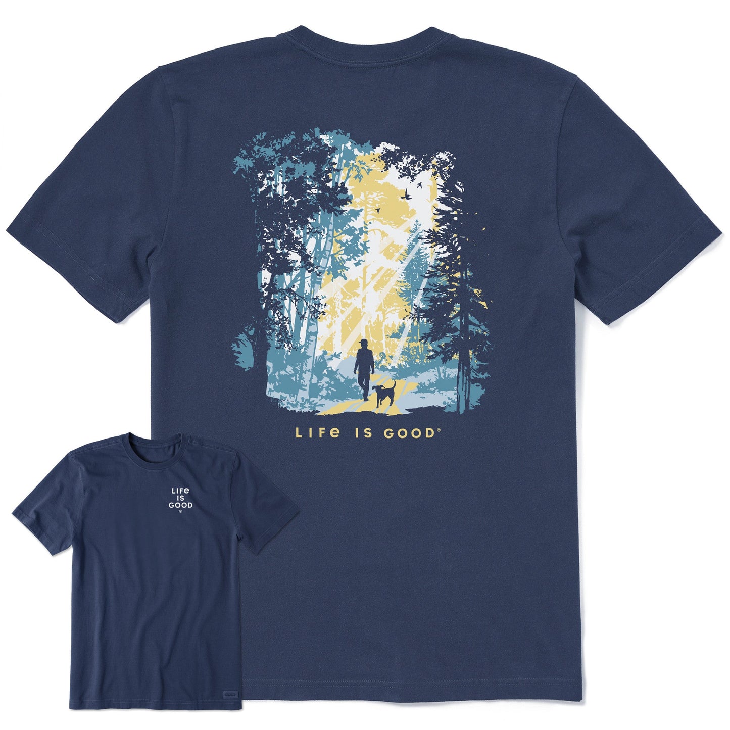 Men's Hiker w Sunbeams in the Woods Short Sleeve Crusher Tee