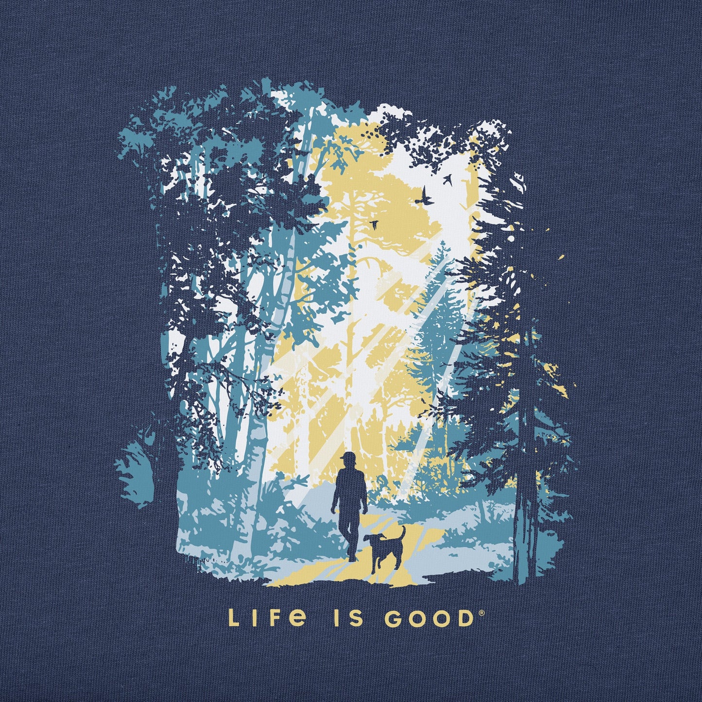 Men's Hiker w Sunbeams in the Woods Short Sleeve Crusher Tee