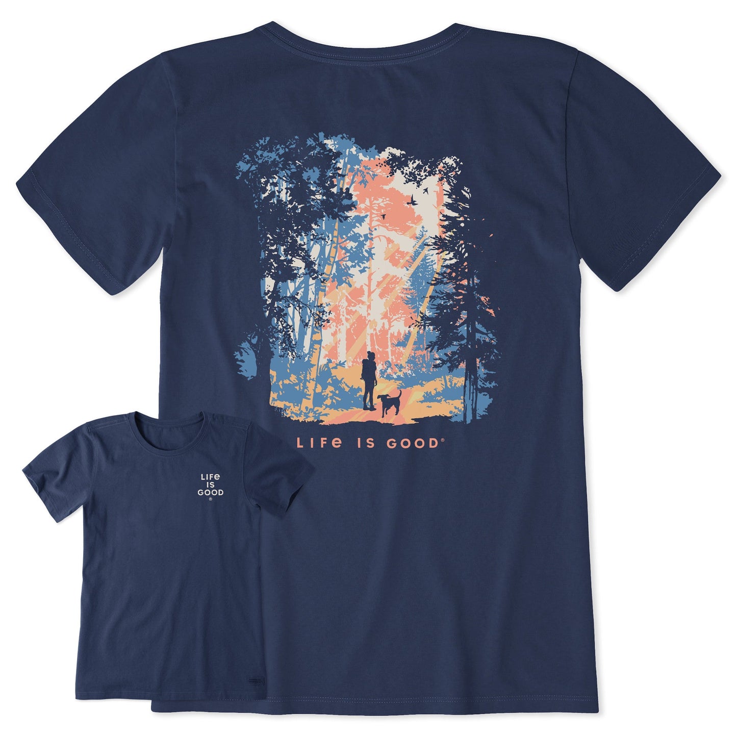 Women's W Hiker w Sunbeams in the Woods Short Sleeve Crusher Tee