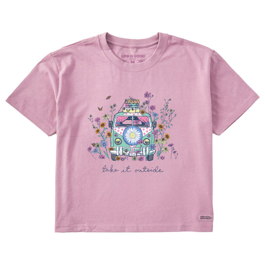 Women's Take It Outside Wildflower Van Short Sleeve Crusher Boxy Tee