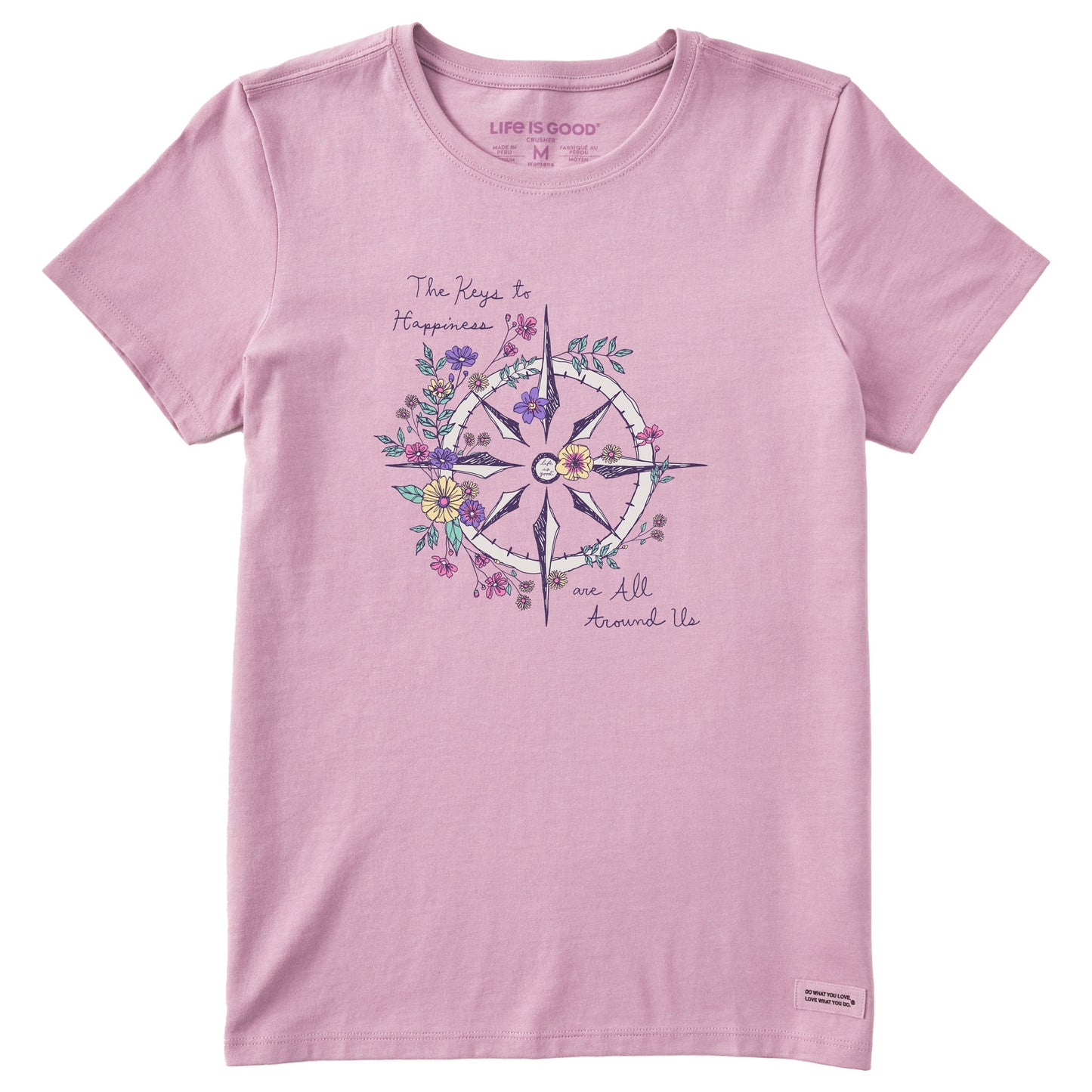 Women's Happiness Wildflower Compass Short Sleeve Crusher Tee