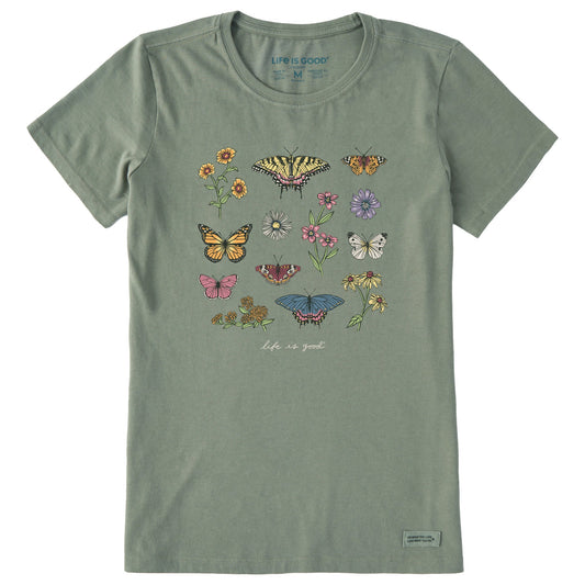 Women's Butterflies and Wildflowers Short Sleeve Crusher Tee