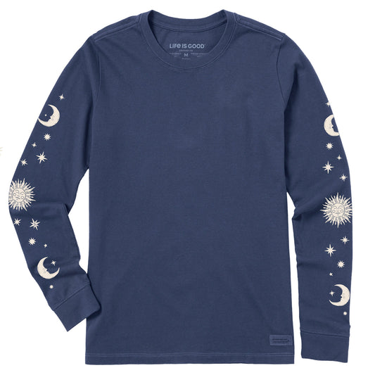 Women's Celestial Sun & Moons Long Sleeve Crusher Tee