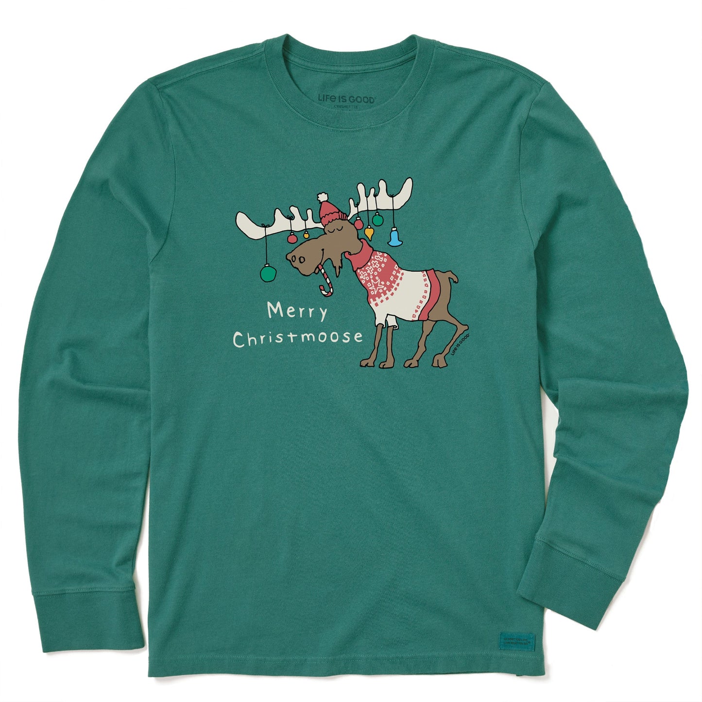 Men's Merry Christmoose Ornaments Long Sleeve Crusher Tee