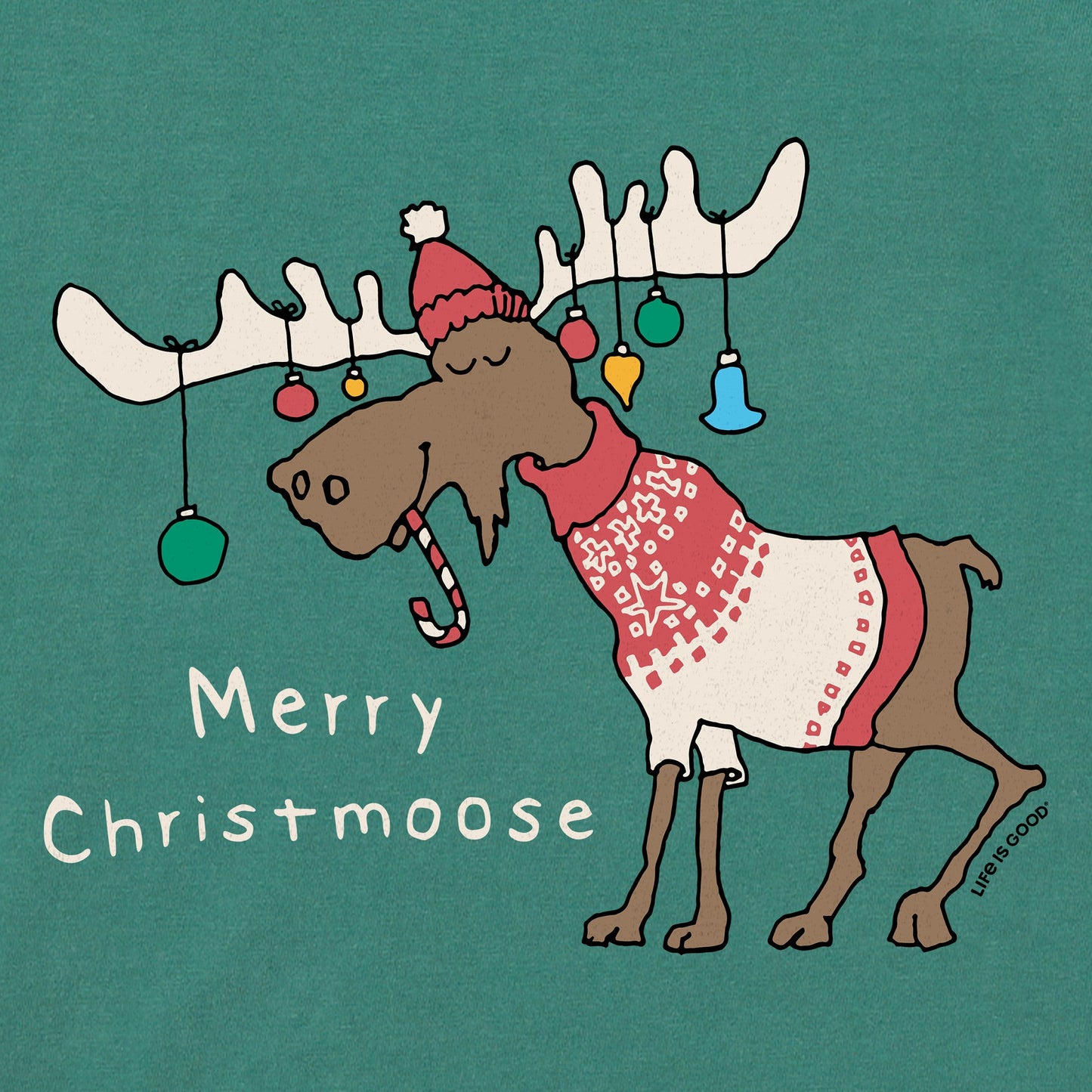 Men's Merry Christmoose Ornaments Long Sleeve Crusher Tee