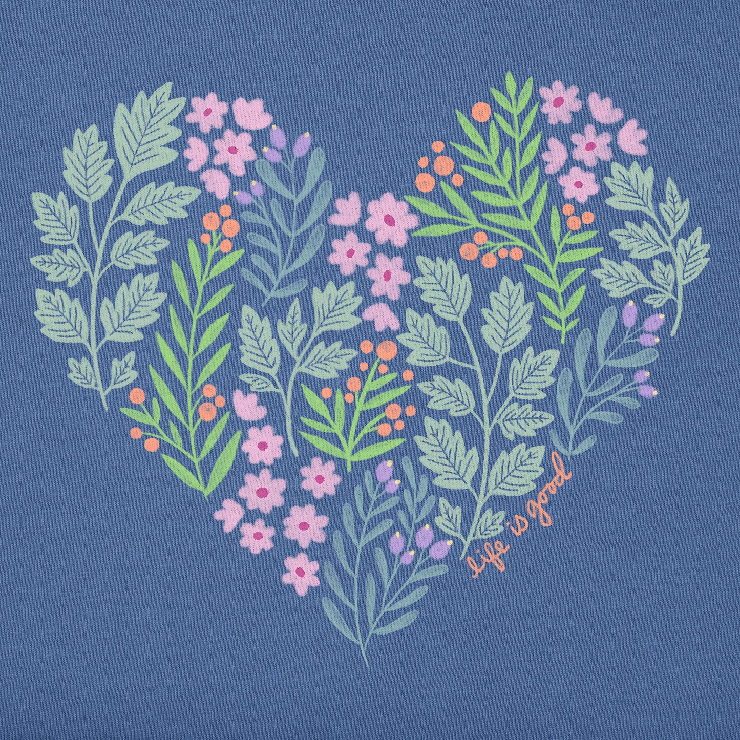 Women's Winter Flowers Heart Long Sleeve Crusher Vee