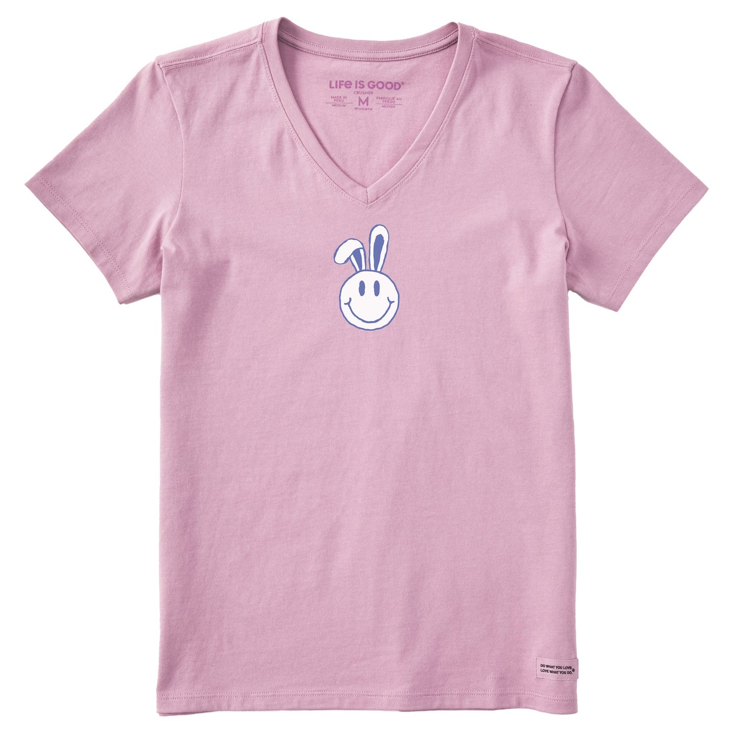 Women's Smile Bunny Short Sleeve Crusher Vee
