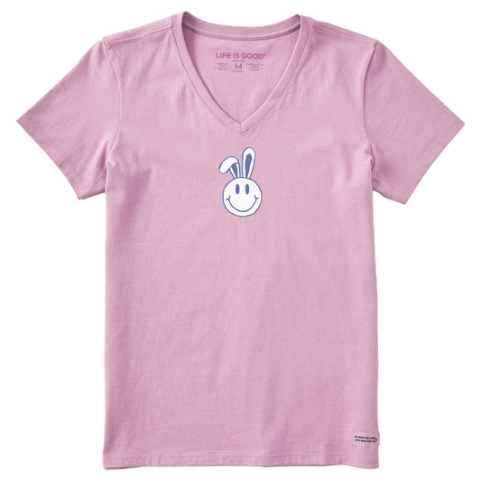 Women's Smile Bunny Short Sleeve Crusher Vee