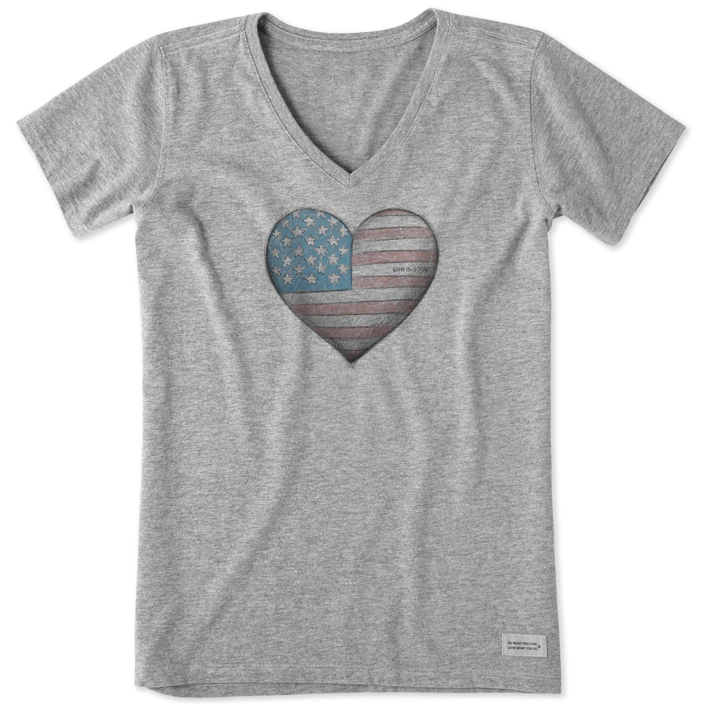 Women's Dreamy USA heart Short Sleeve Crusher Vee