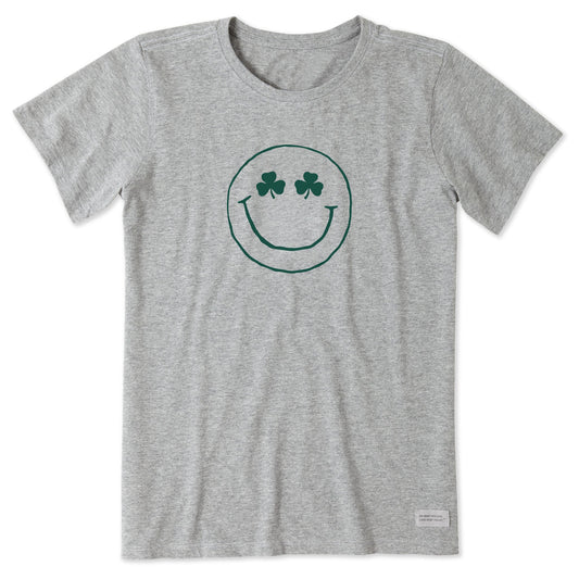 Women's Smile Clover Face Short Sleeve Crusher Tee