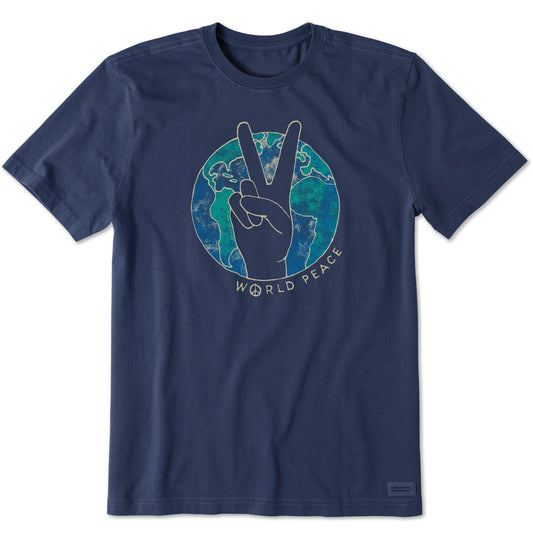 Men's World Peace Sign Short Sleeve Crusher Tee