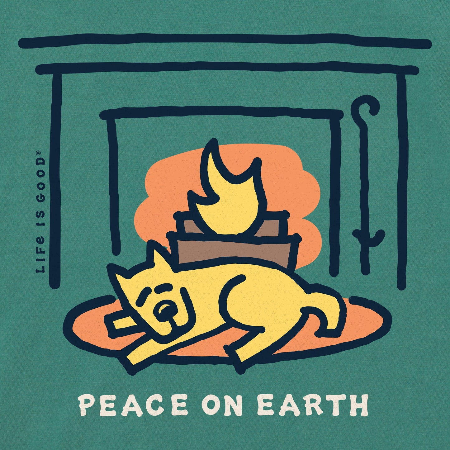 Men's Rocket Fireplace Peace Long Sleeve Crusher Tee