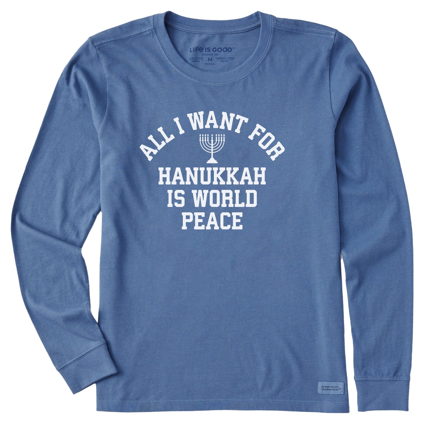 Women's Hannukkah World Peace Long Sleeve Crusher Tee