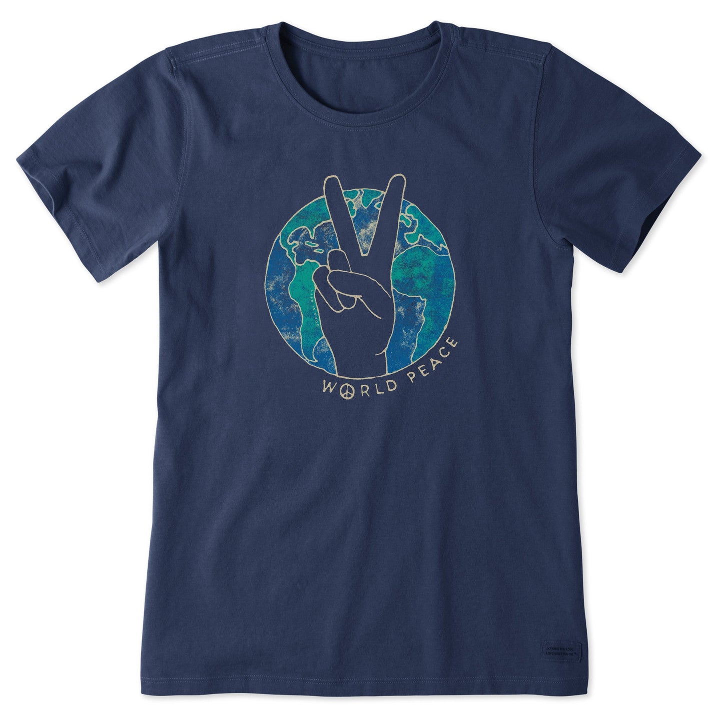 Women's World Peace Sign Short Sleeve Crusher Tee