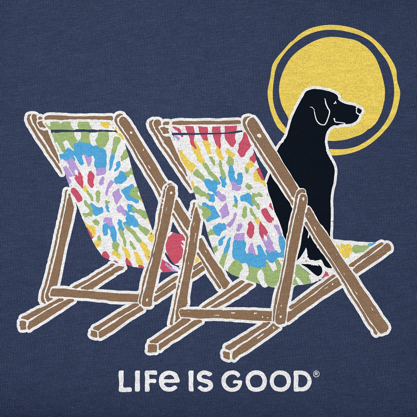 Women's Tie Dye Dog Beach Chairs Short Sleeve Crusher Tee