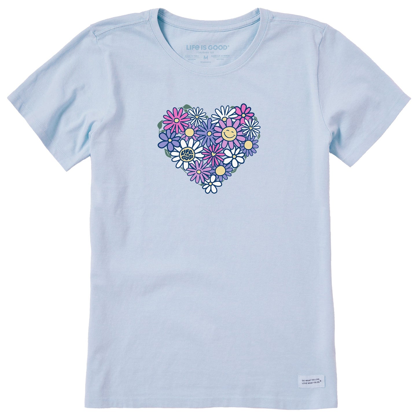Women's Flower Heart Short Sleeve Crusher Tee
