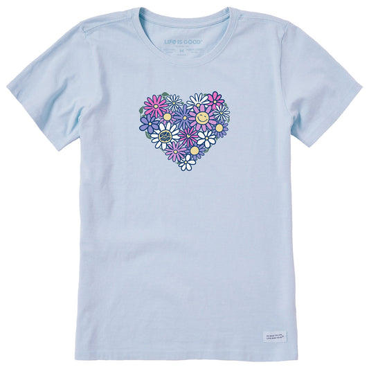 Women's Flower Heart Short Sleeve Crusher Tee