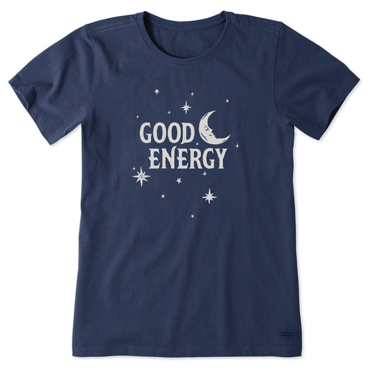 Women's Wordsmith Good Energy Moon & Stars Short Sleeve Crusher Tee