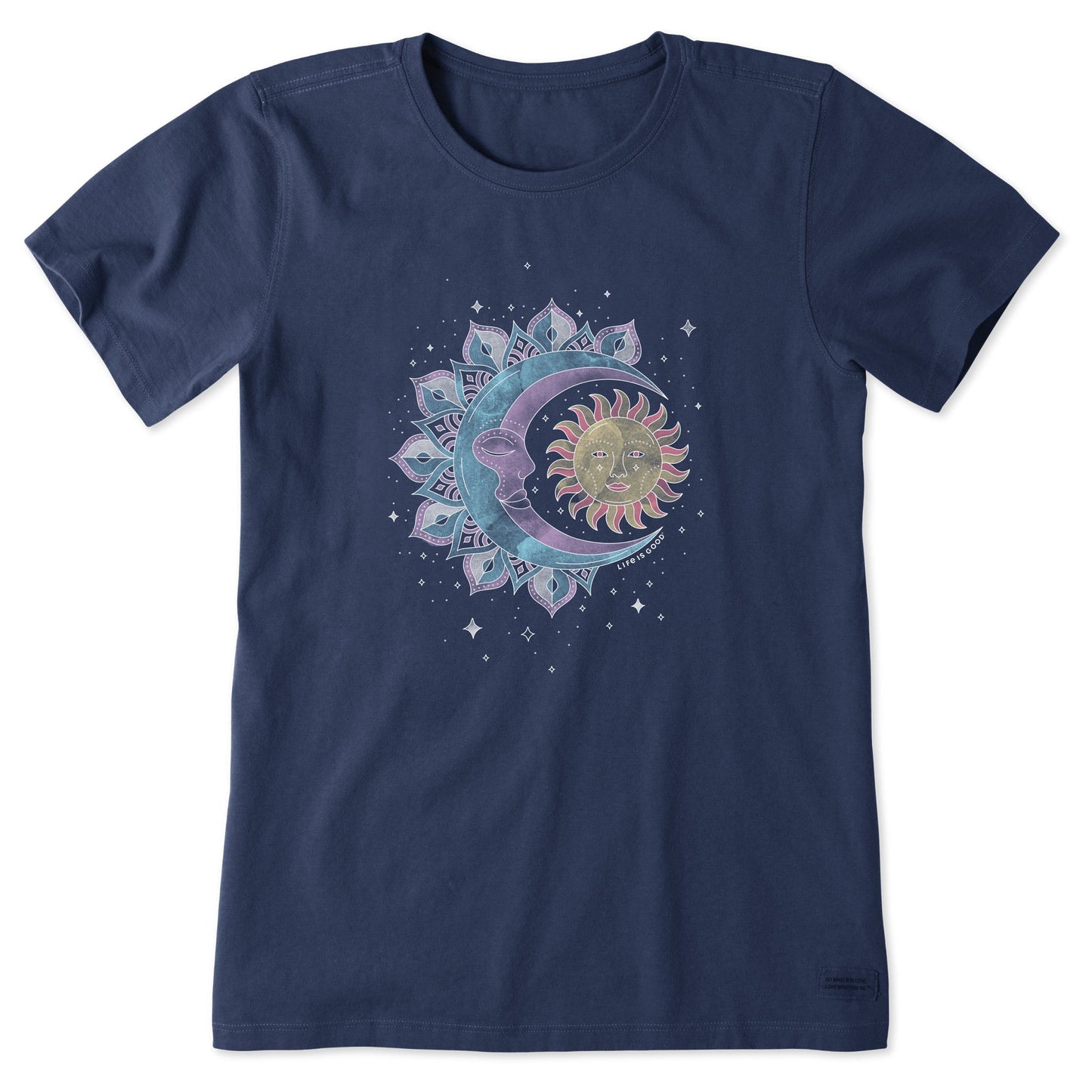 Women's Washy Celestial Sun Moon Short Sleeve Tee
