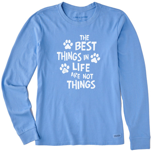 Women's Wordsmith Best Things in Life Paws Long Sleeve Crusher Tee