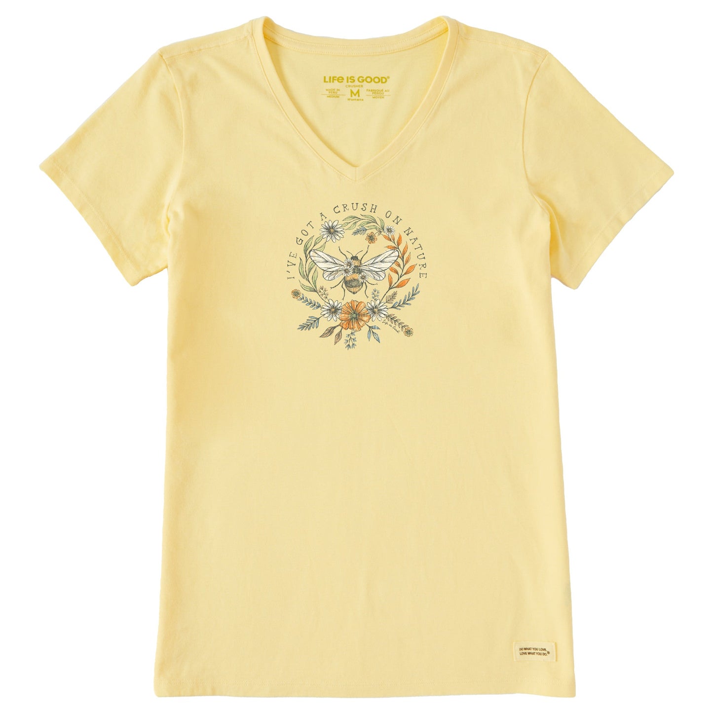 Women's Crush on Nature Bee Short Sleeve Crusher Vee
