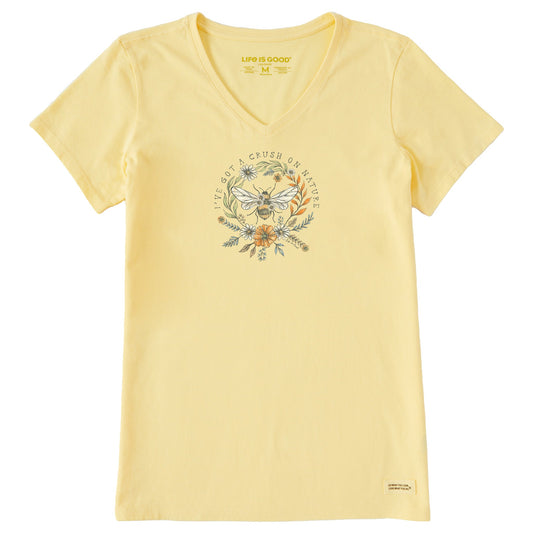 Women's Crush on Nature Bee Short Sleeve Crusher Vee