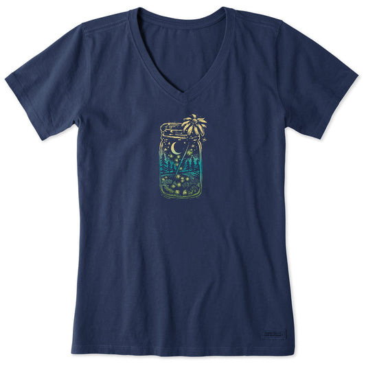 Women's Firefly Moon Jar Short Sleeve Crusher Vee