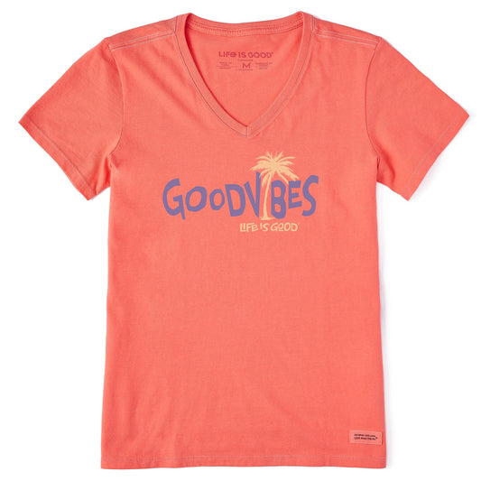 Women's Good Vibes Palm Short Sleeve Crusher Vee