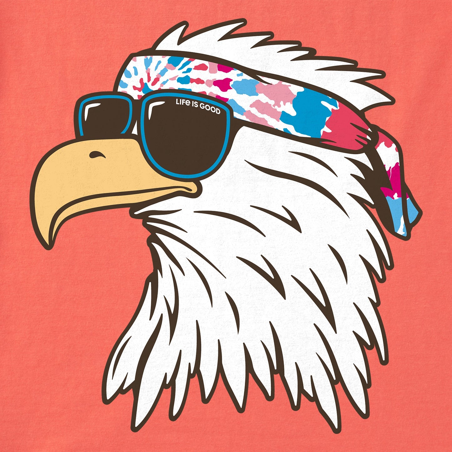 Women's Tie Dye Patriotic Eagle Short Sleeve Crusher Vee