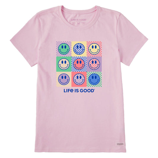 Women's Checkerboard Smilies Short Sleeve Crusher-LITE Tee