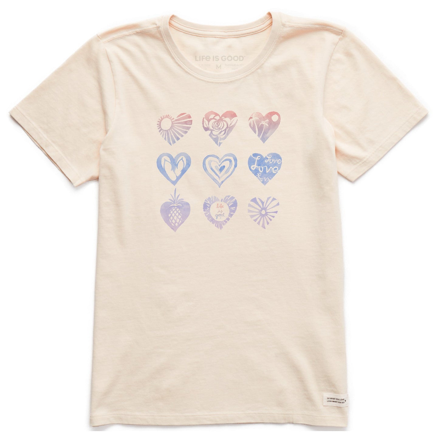 Women's Watercolor Heart Grid Short Sleeve Tee