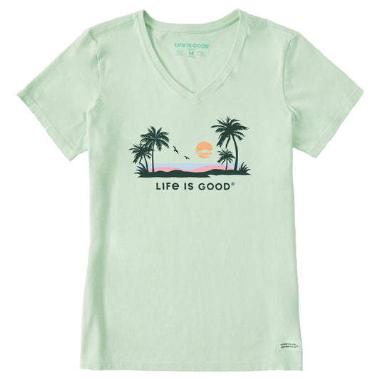 Women's Beachy Palms Short Sleeve Crusher-LITE Vee