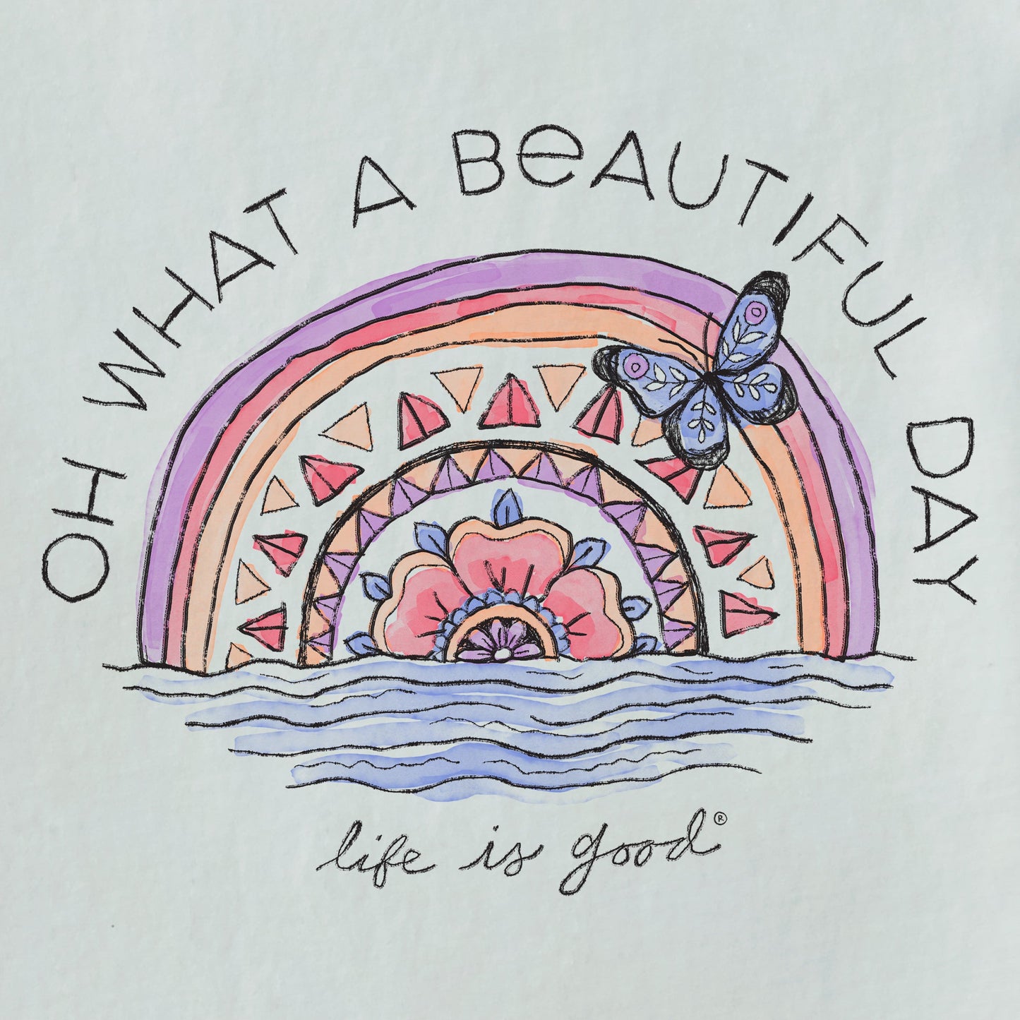 Women's Beautiful Day Butterfly Rainbow Short Sleeve Vee