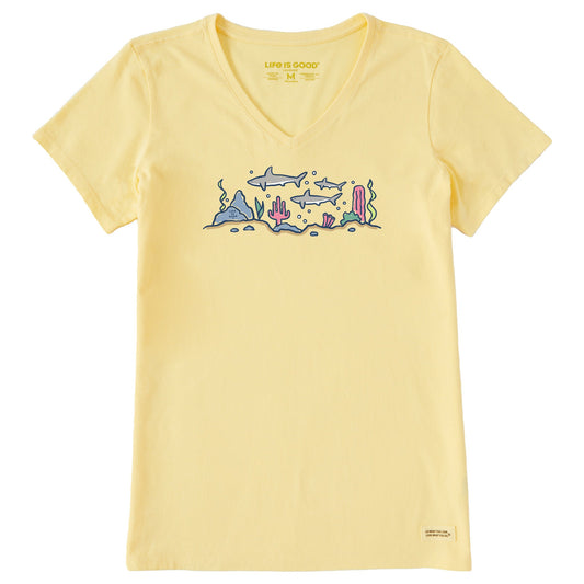 Women's Vintage Sharkscape Short Sleeve Crusher-LITE Vee
