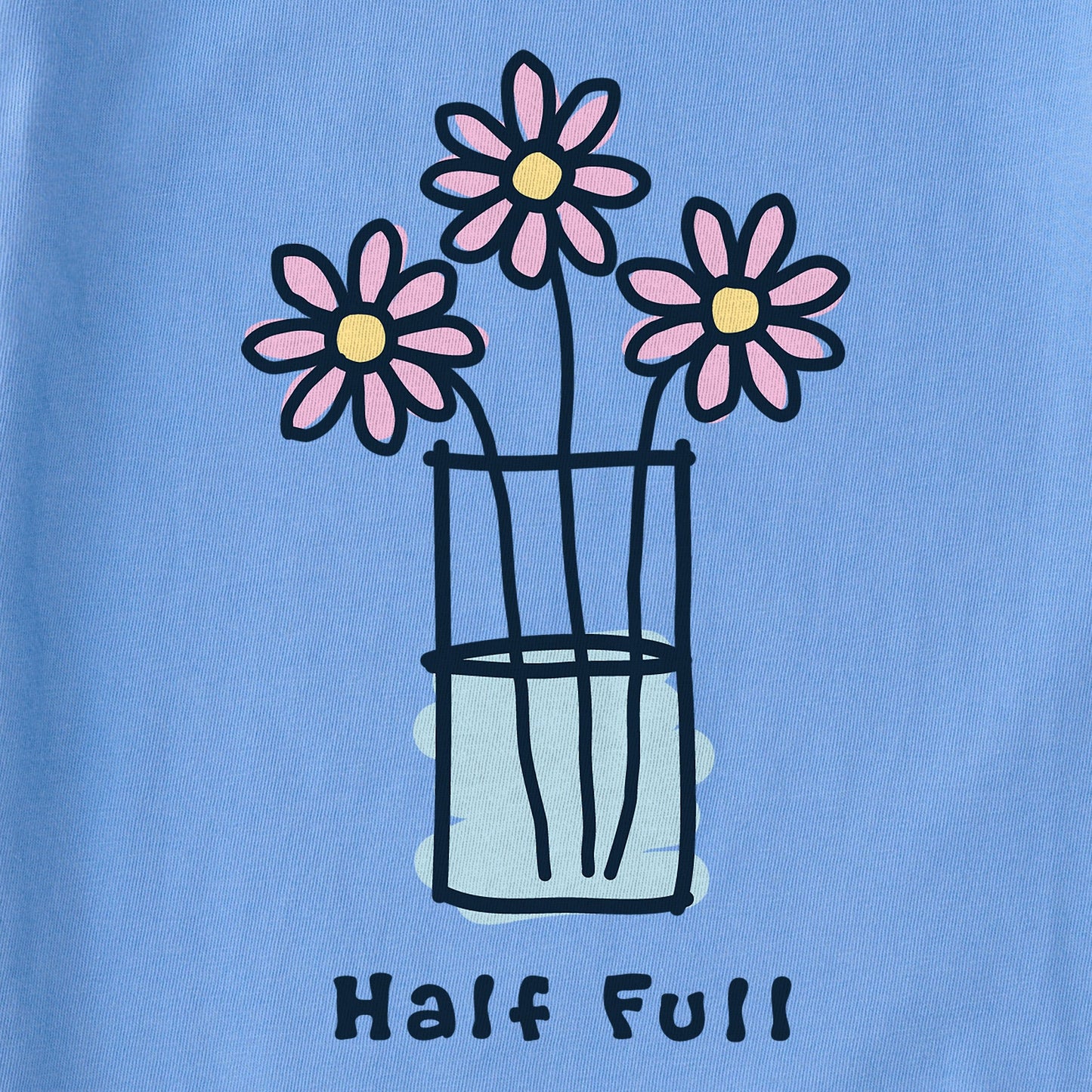Women's Half Full 3 Daisies Short Sleeve Vee