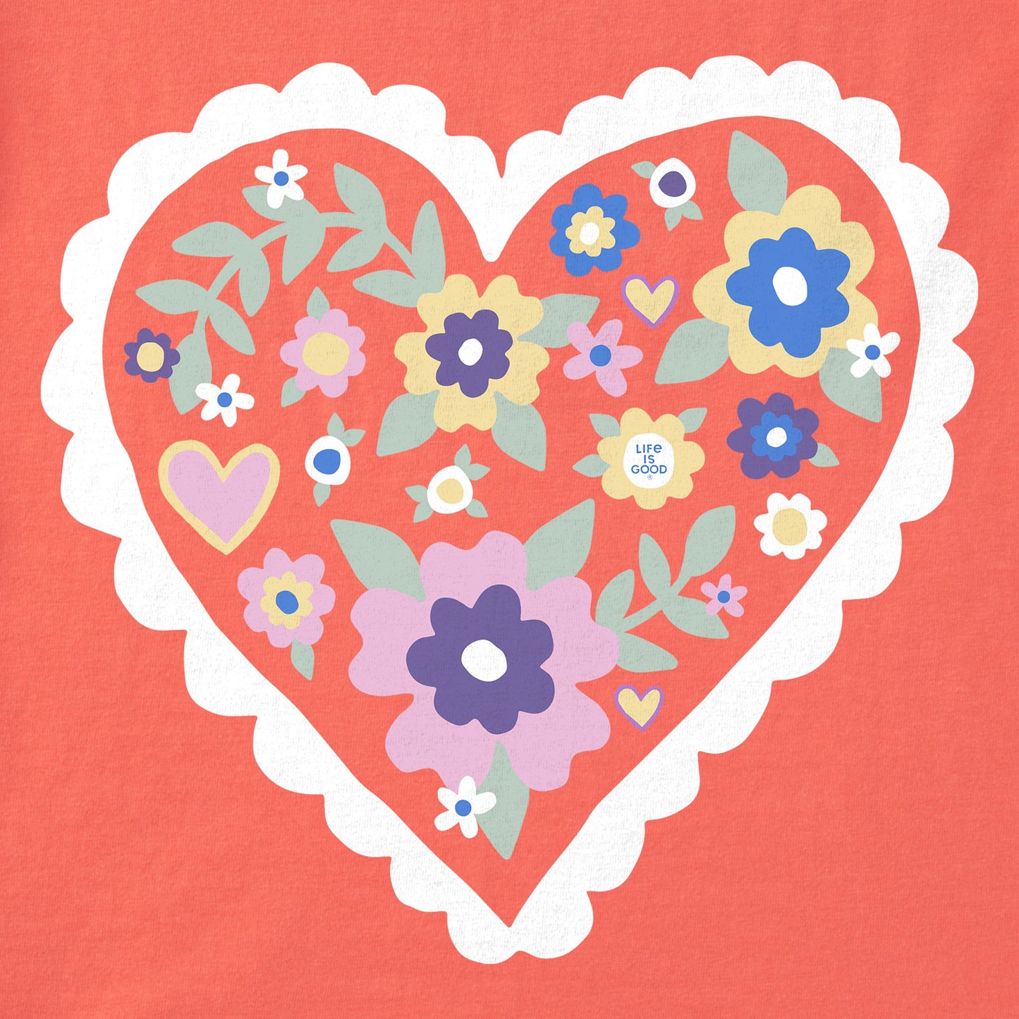 Women's Cute Flower Heart Short Sleeve Crusher-LITE Vee