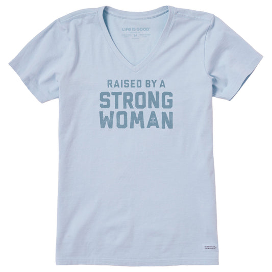 Women's Raised by a Strong Woman Short Sleeve Crusher-LITE Vee