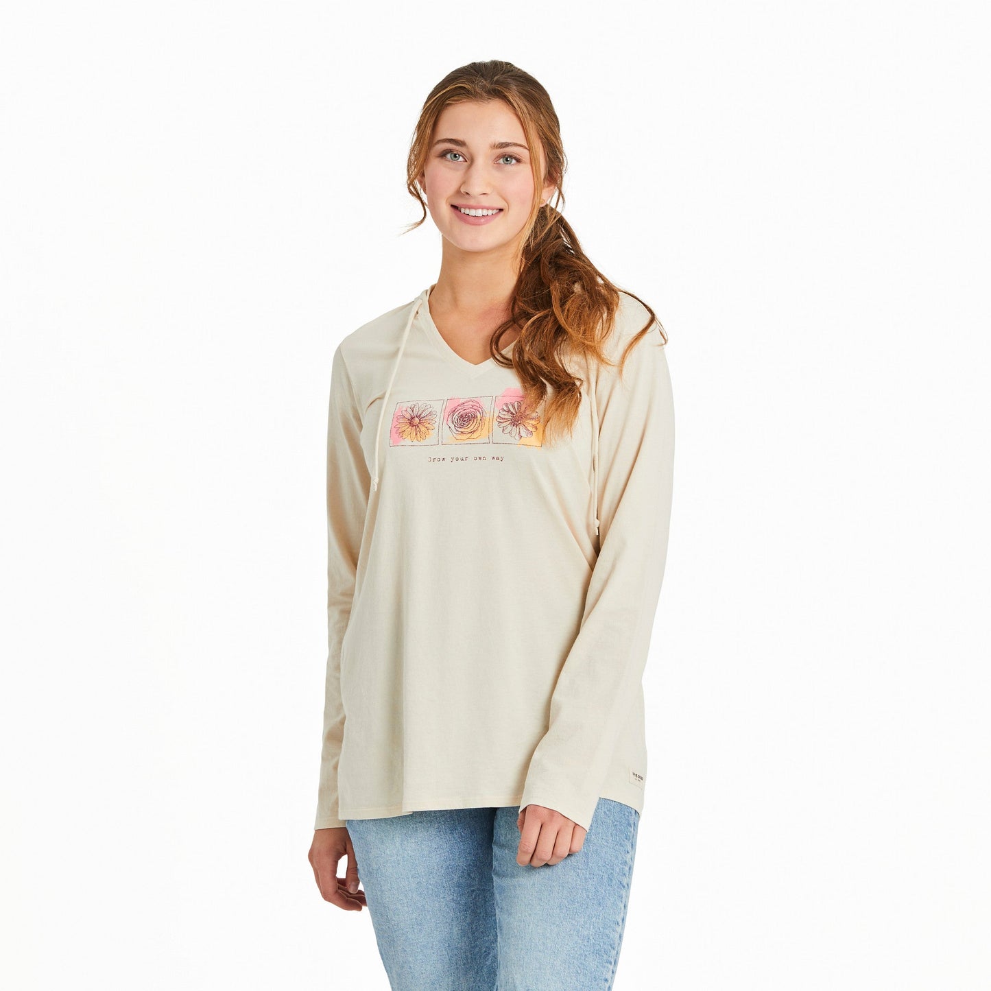 Women's Grow Your Own Way Flowers Long Sleeve Crusher-LITE Hooded Tee