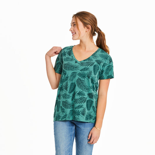 Women's Falling Ferns Pattern Crusher-LITE Easy Vee