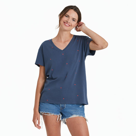 Women's Scattered Heart Pattern Crusher-LITE Easy Vee