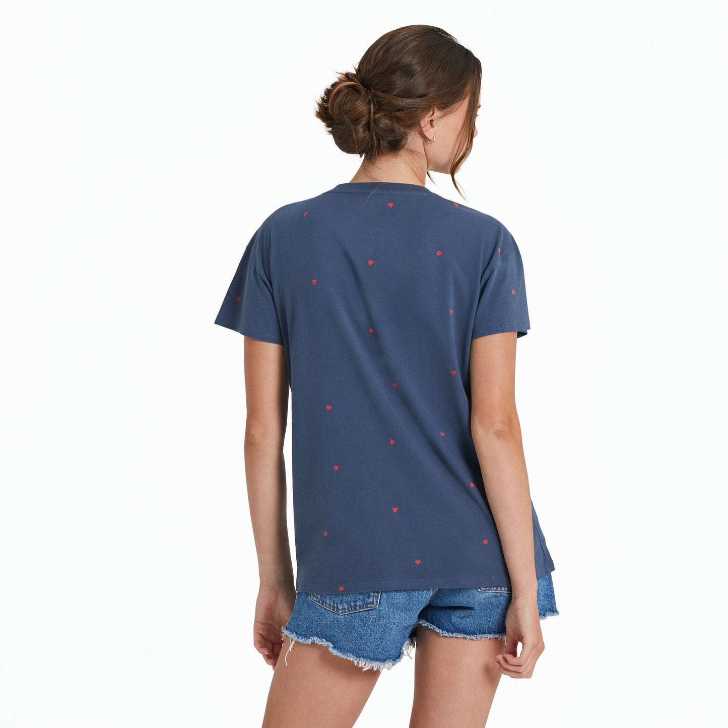 Women's Scattered Heart Pattern Crusher-LITE Easy Vee