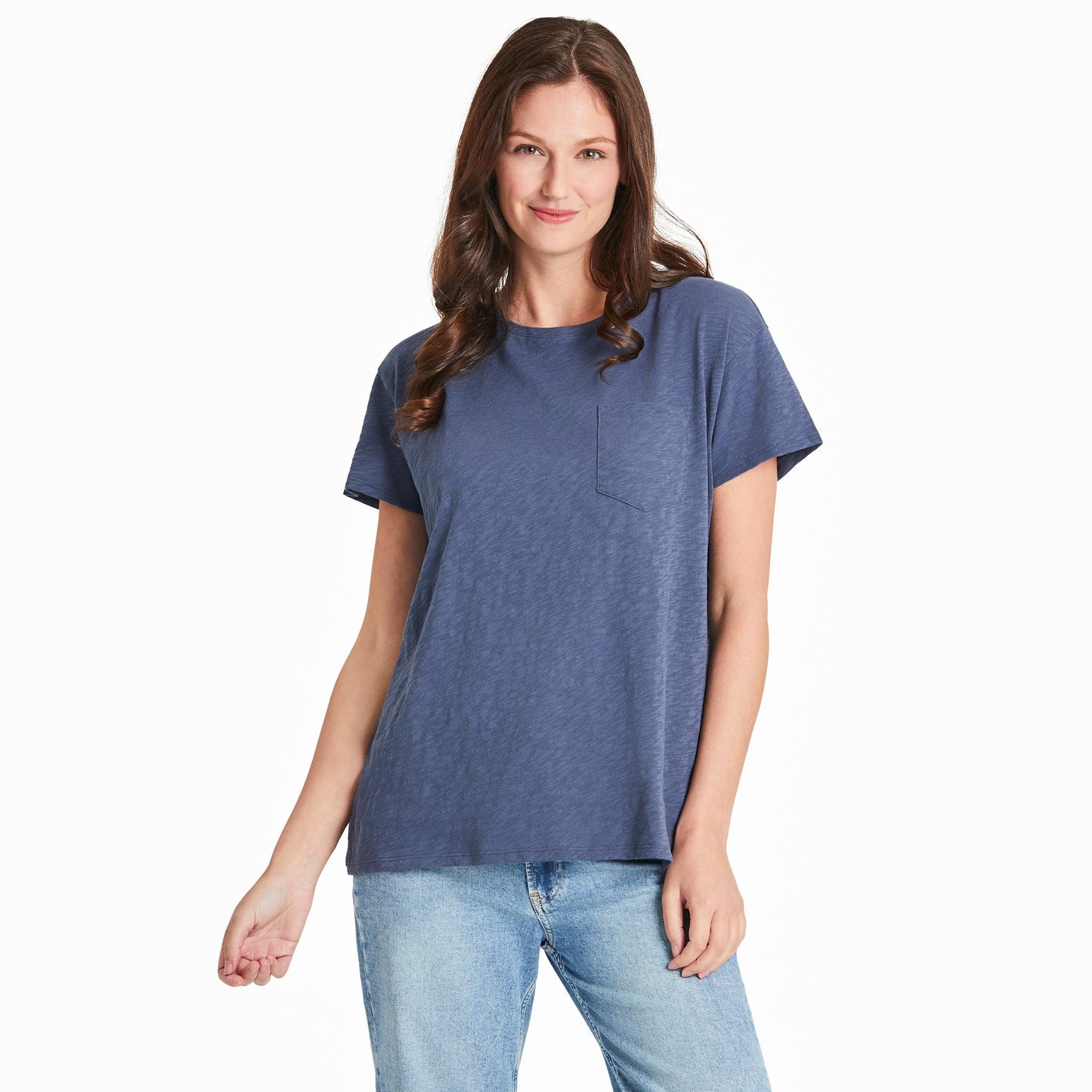 Women's Solid Slub Easy Fit Pocket Tee