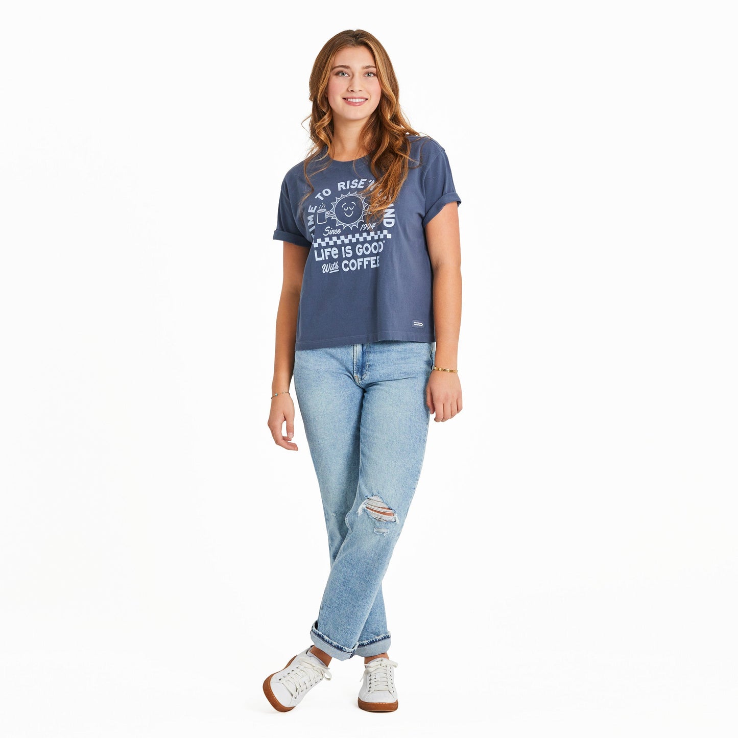 Women's Showtime Rise Coffee Sun Short Sleeve Crusher Boxy Tee