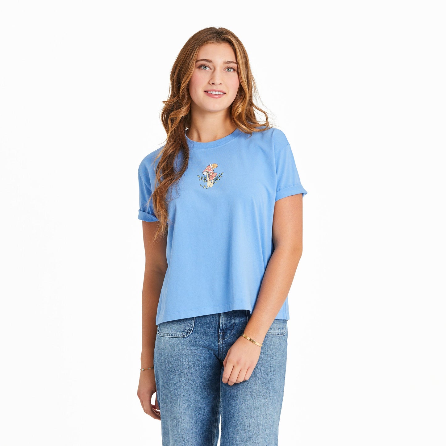 Women's Mushrooms & Snail Short Sleeve Crusher Boxy Tee
