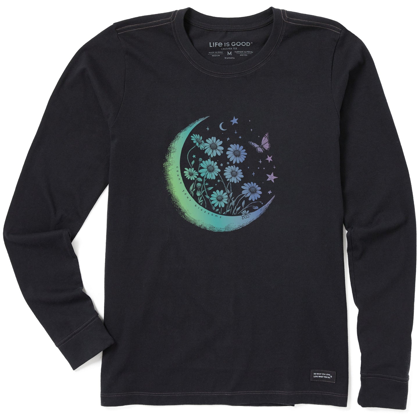 Women's Fineline Flower Moon Long Sleeve Crusher Tee