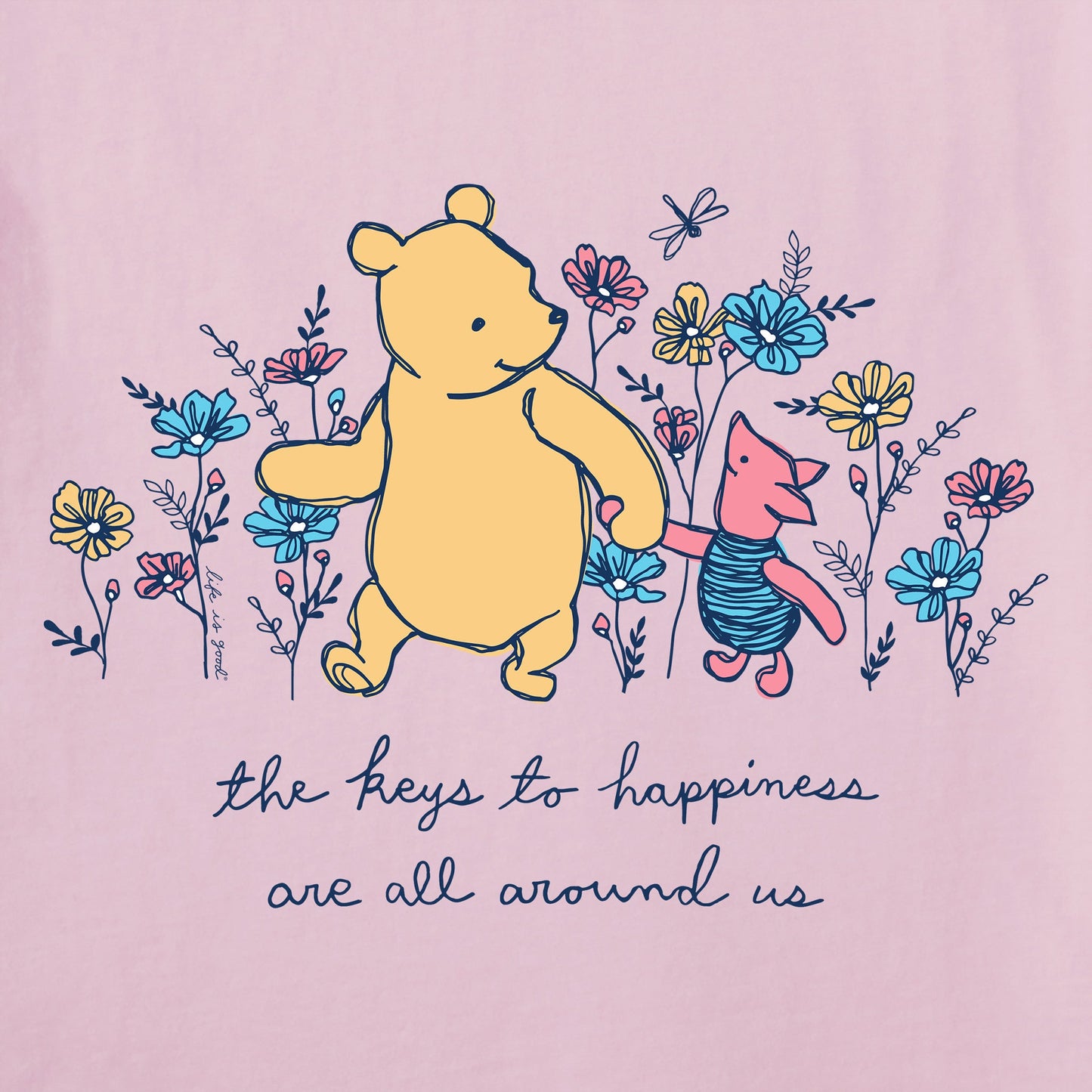 Women's Winnie & P Happiness Flowers Short Sleeve Tee